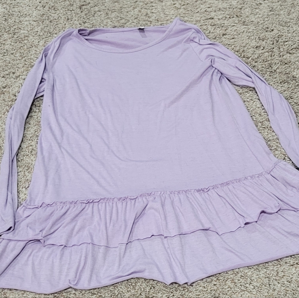 Long sleeve lavender ruffled top